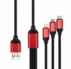 Кабель USB - 3 в 1 Micro+type-C+8pin, резин, толст. 1.2 м, до 3А (iK-312QBOMB)