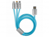 Кабель USB-TYPE C+LIGHTNING+MICROUSB, 1м, 3А,  IK-312QBOMB2-BLUE